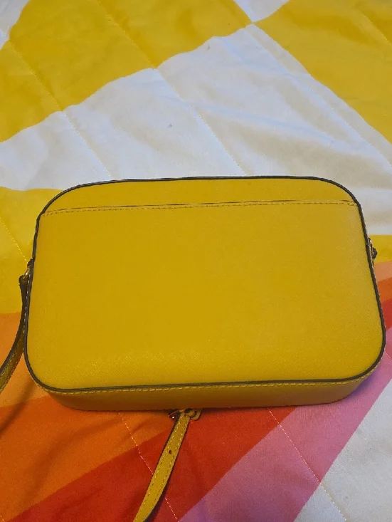 Michael Kors Bright Yellow Saffiano Crossbody Bag with Chain Accent - Picture 3 of 3